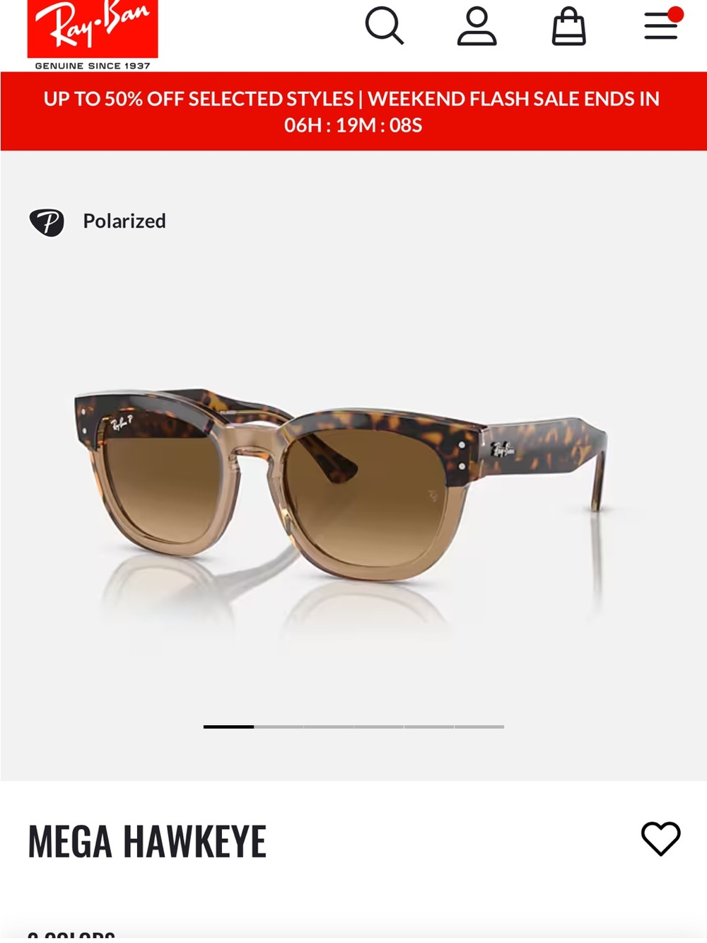 Ray-Ban Mega Hawkeye Tortoiseshell Brown Gradient Sunglasses